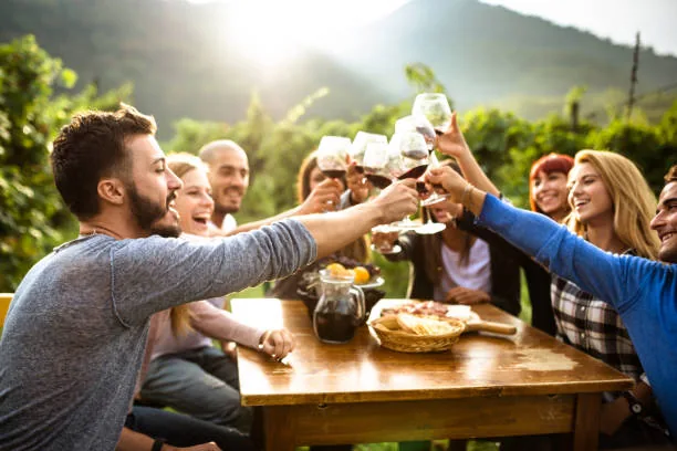Guests relaxing and enjoying wine tasting in Napa Valley while Ride Eaze handles all the details